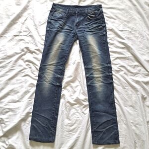 YaZiPai | Dark Blue styled fade with embroidered start women's skinny Jean